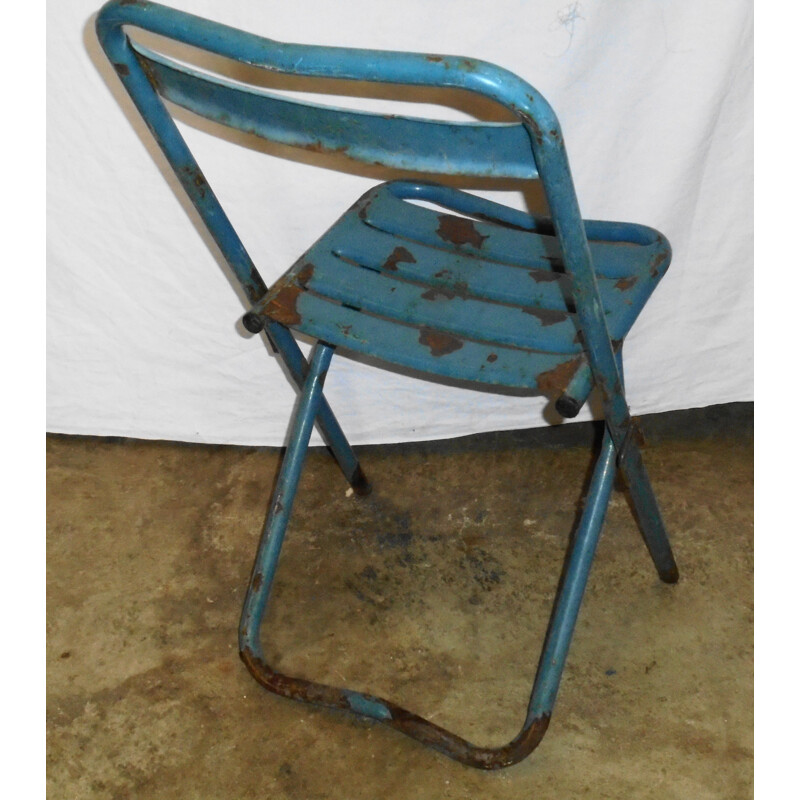 Vintage Tolix painted metal folding chair, 1950