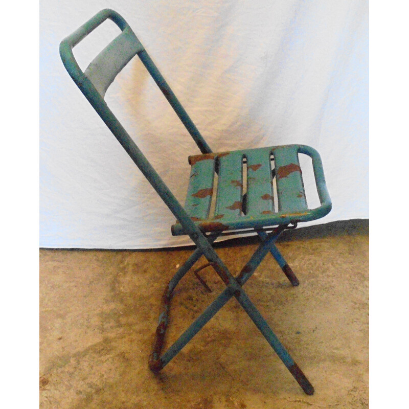 Vintage Tolix painted metal folding chair, 1950