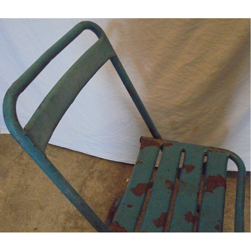 Vintage Tolix painted metal folding chair, 1950