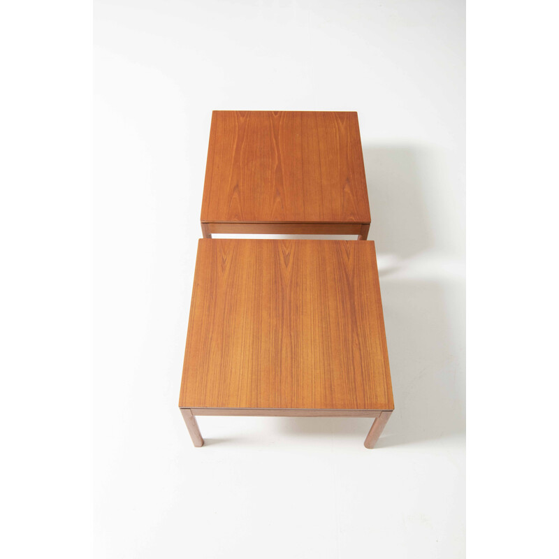 Set of 2 vintage side tables in teak, 1950s