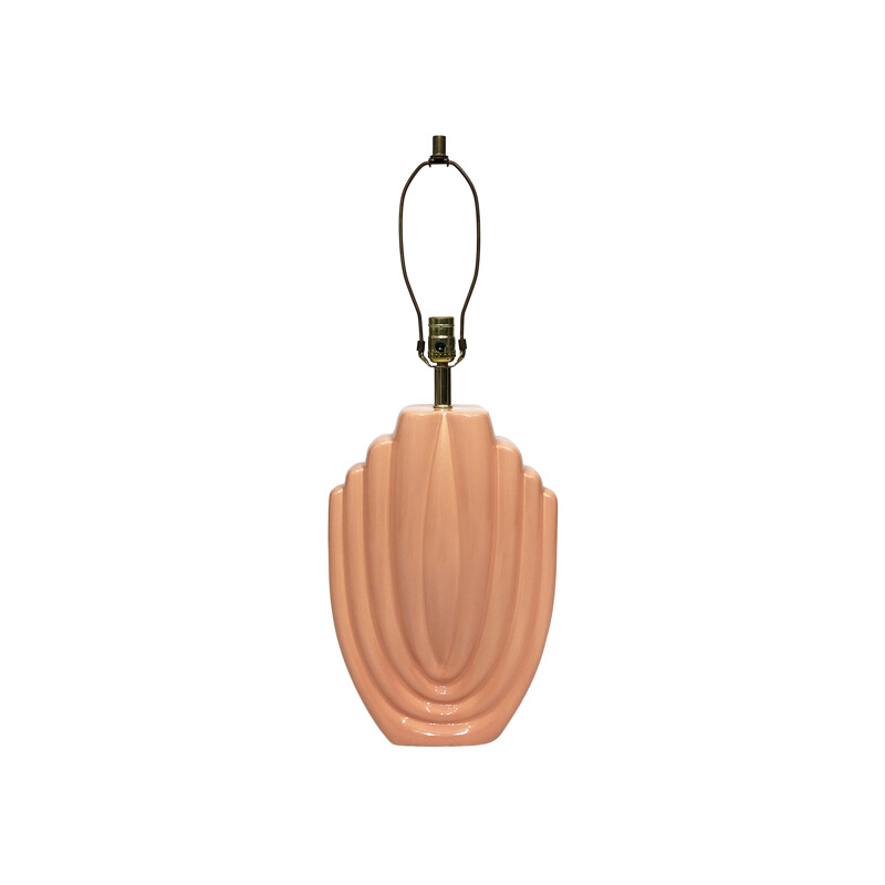 Vintage Art Deco ceramic lamp in salmon pink, 1980