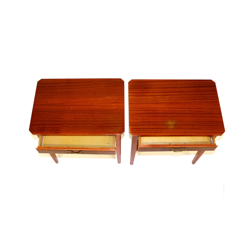 Pair of vintage Swedish mahogany bedside tables, Sweden 1960