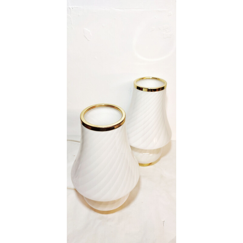 Paire de lampes de table en verre de Murano vintage