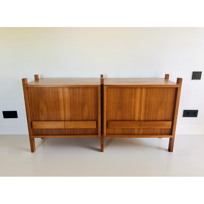 Vintage elm veneer sideboard, Italy 1960