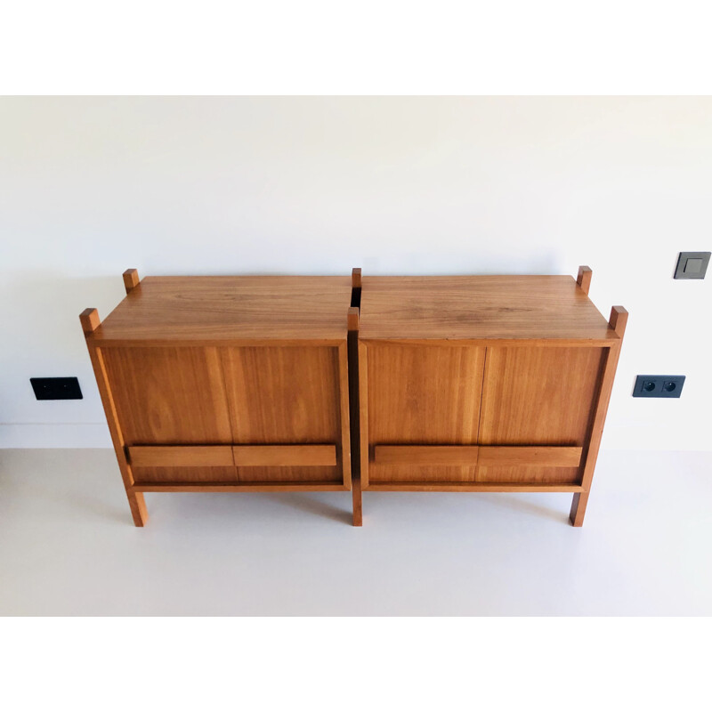 Vintage elm veneer sideboard, Italy 1960