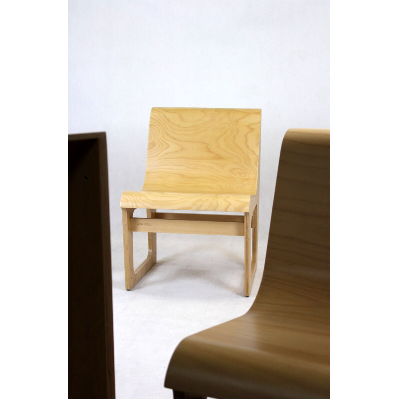 Vintage beech plywood bench Symposio by René Šulc for TON, 2010s