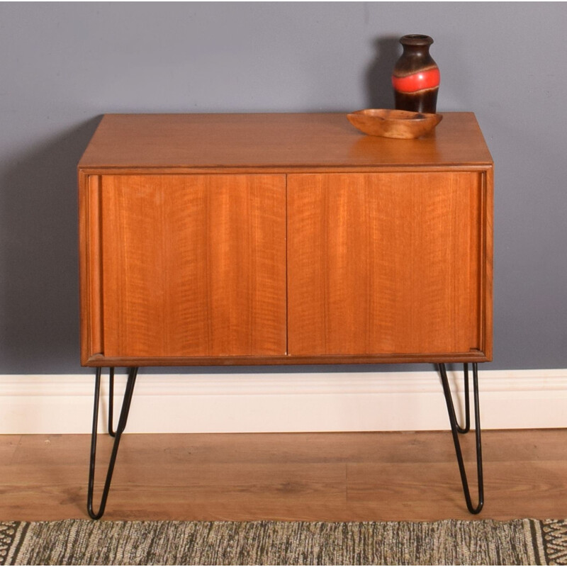 Mid-century teak sideboard or record cabinet hair pin legs for G Plan, 1960s