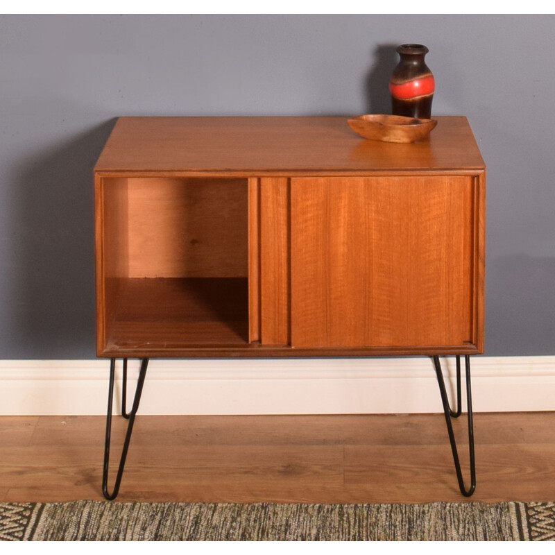 Mid-century teak sideboard or record cabinet hair pin legs for G Plan, 1960s