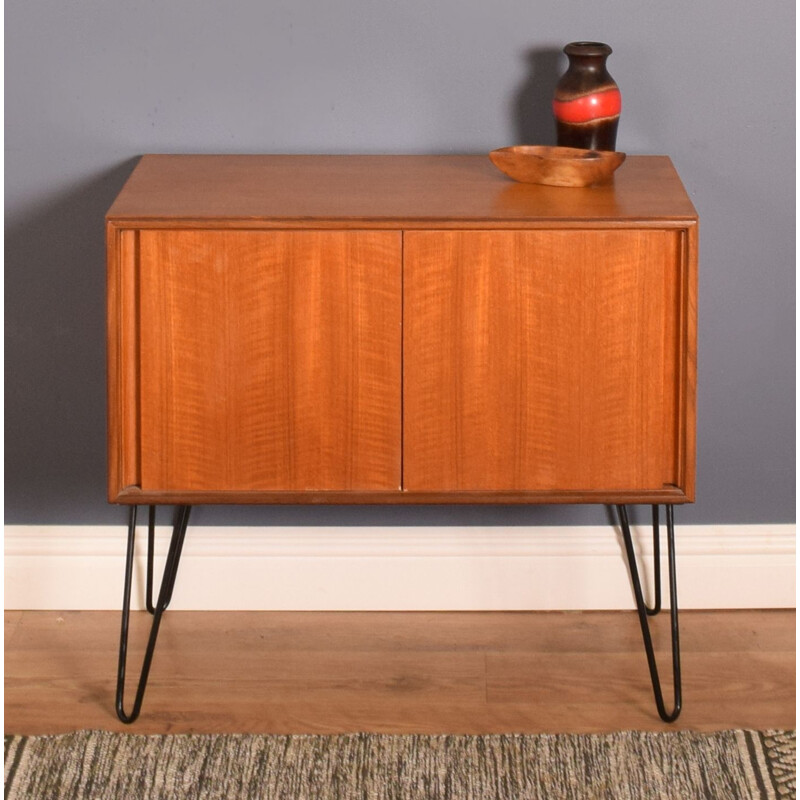 Mid-century teak sideboard or record cabinet hair pin legs for G Plan, 1960s