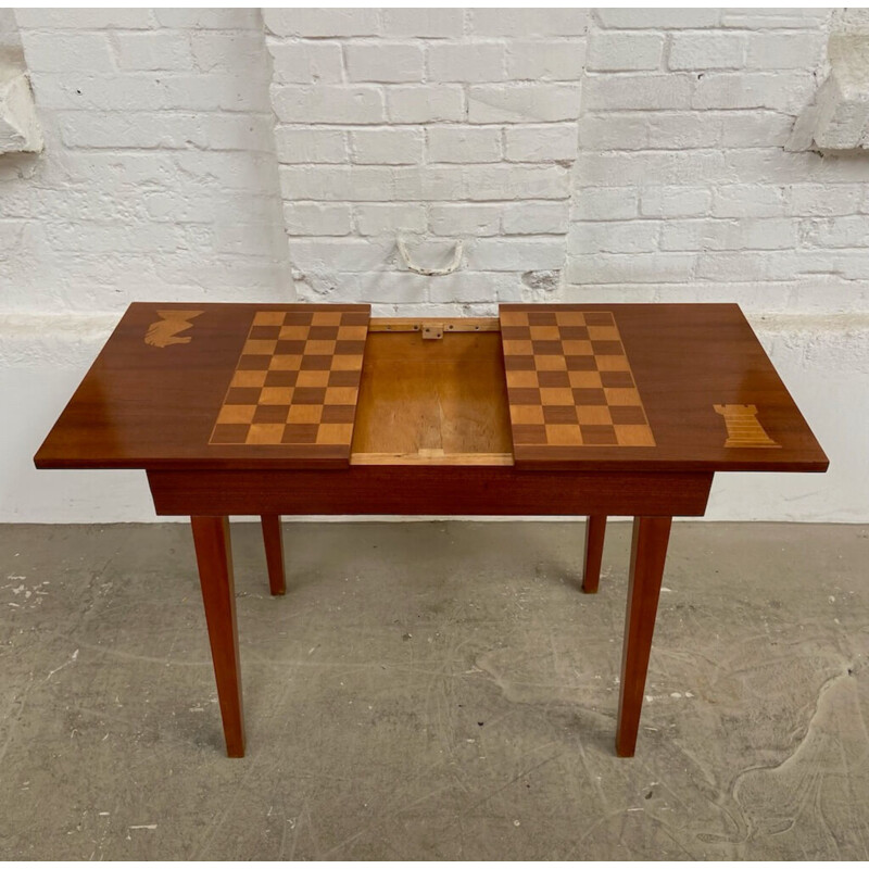 Mid century wood chess table, Cz 1970s