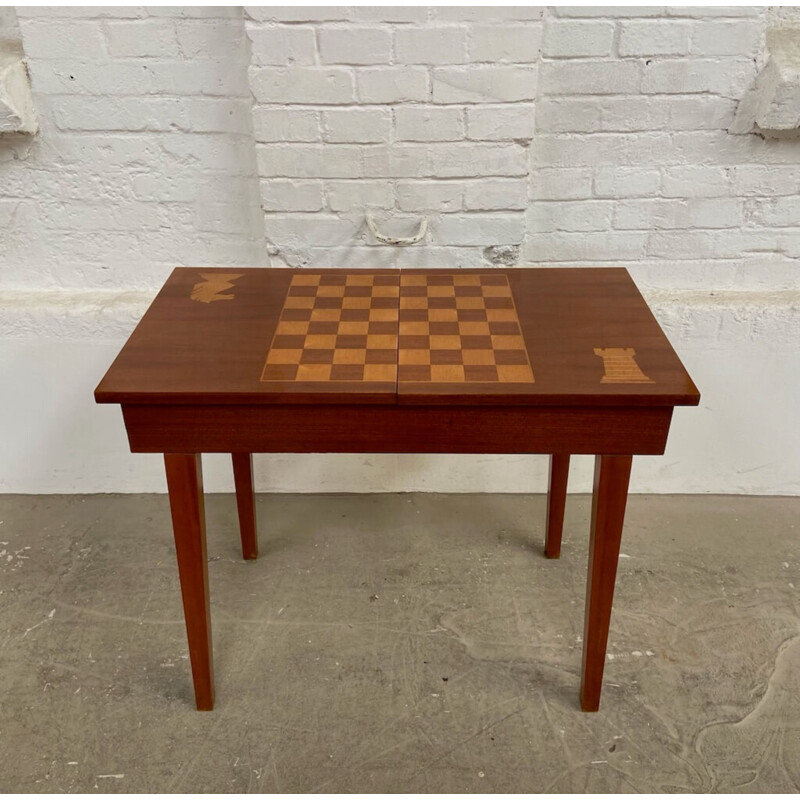 Mid century wood chess table, Cz 1970s