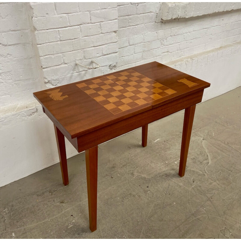 Mid century wood chess table, Cz 1970s