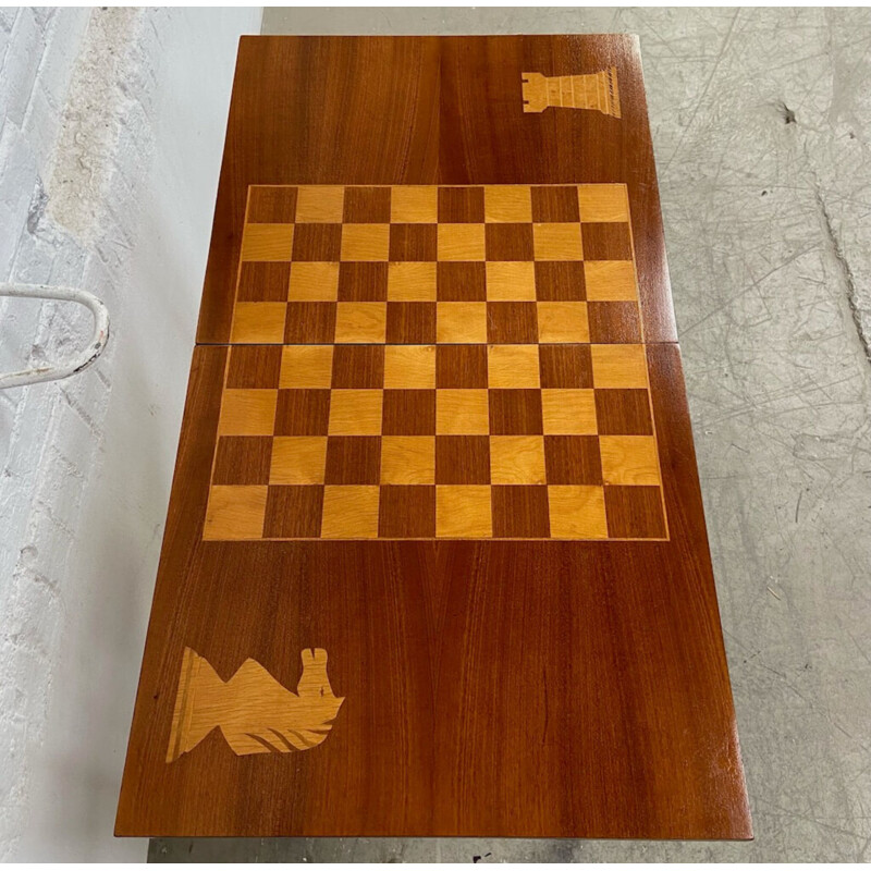 Mid century wood chess table, Cz 1970s