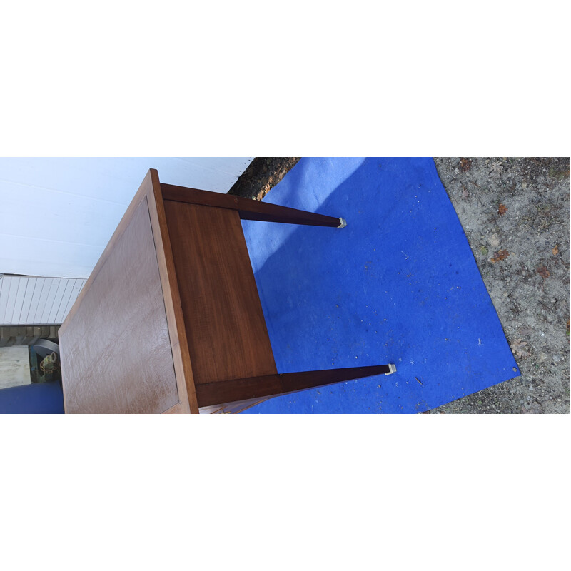 Vintage desk in glazed brown skai with spindle legs
