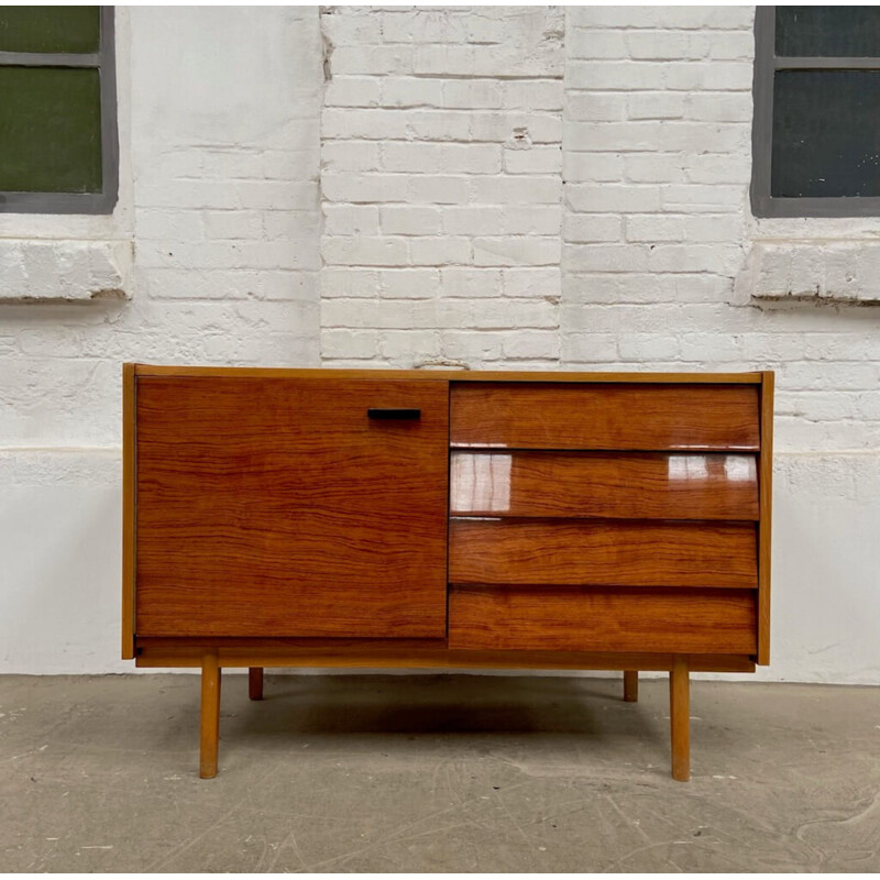 Vintage wood and glass sideboard, 1970s