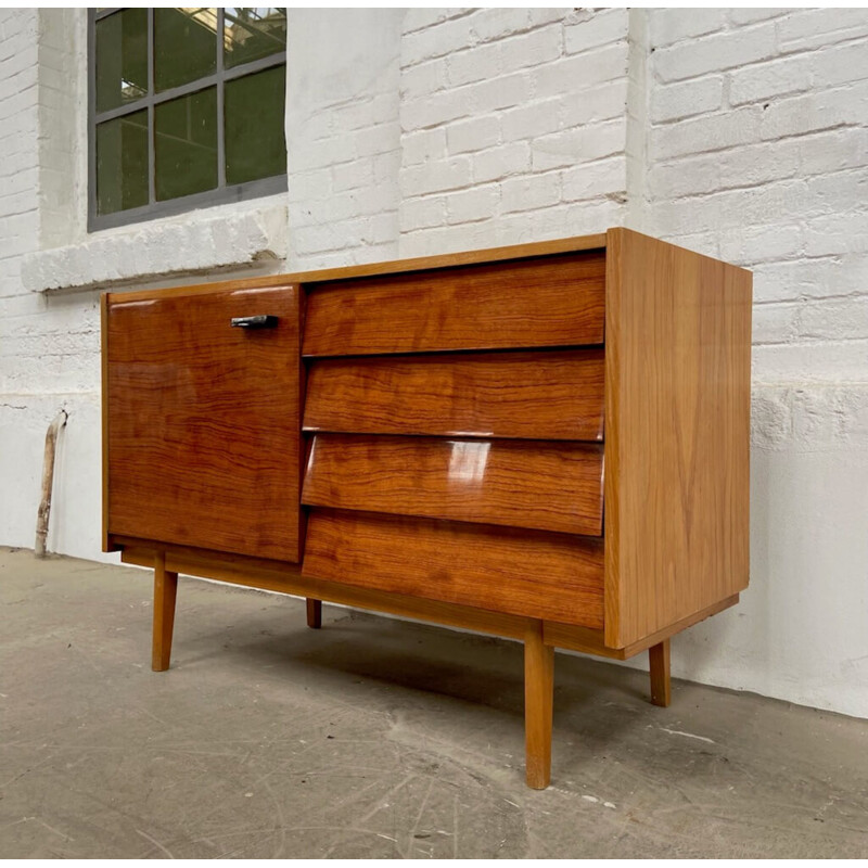 Enfilade vintage en bois et verre, 1970