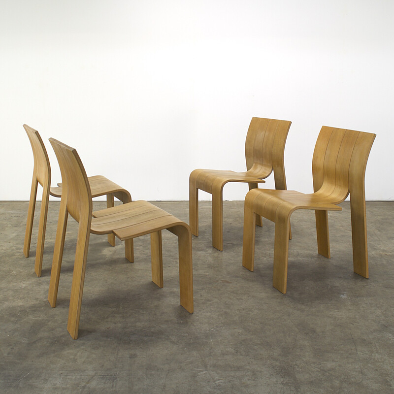 Set of 4 Castelijn stackable "Strip" chairs, Gijs BAKKER - 1970s