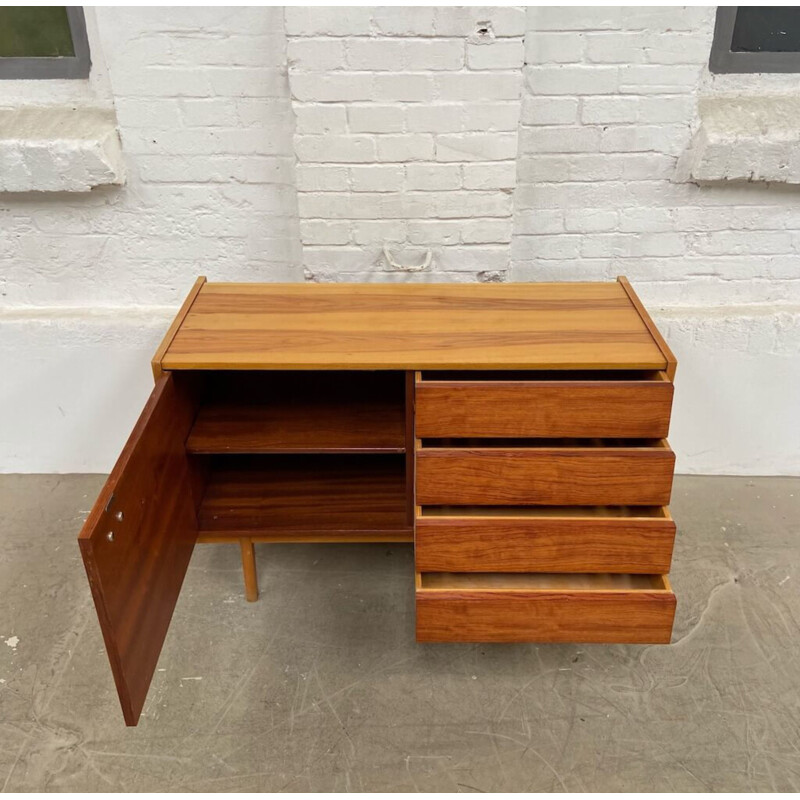 Vintage wood and glass sideboard, 1970s