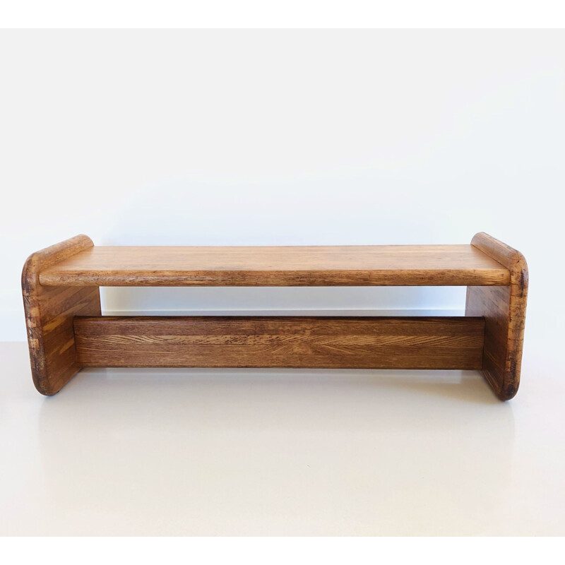 Vintage bench in solid oakwood, France 1980