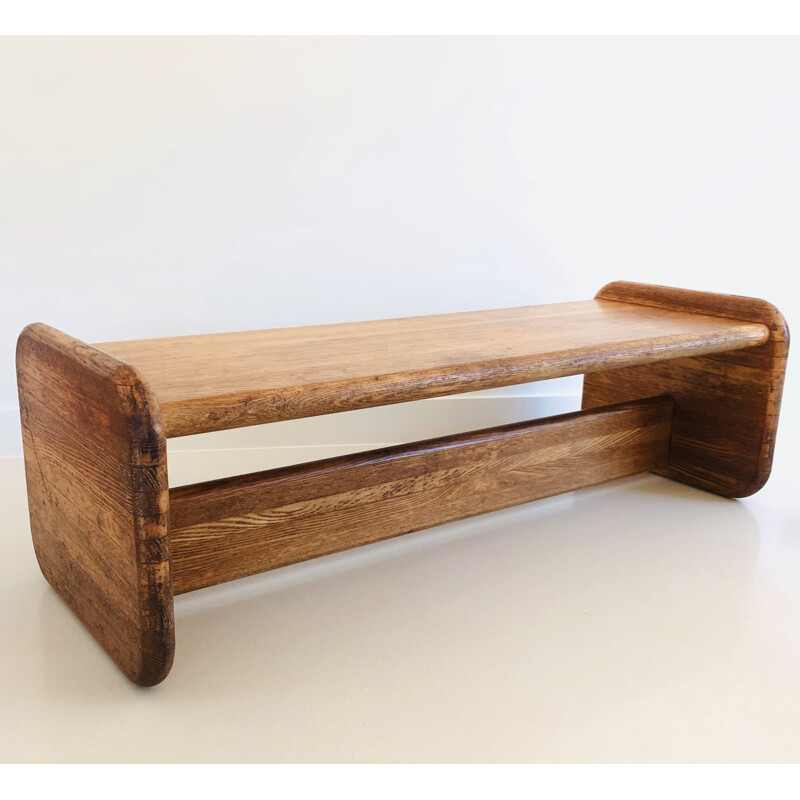 Vintage bench in solid oakwood, France 1980