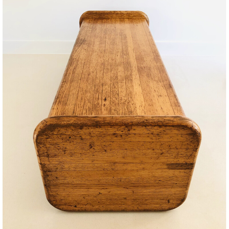 Vintage bench in solid oakwood, France 1980