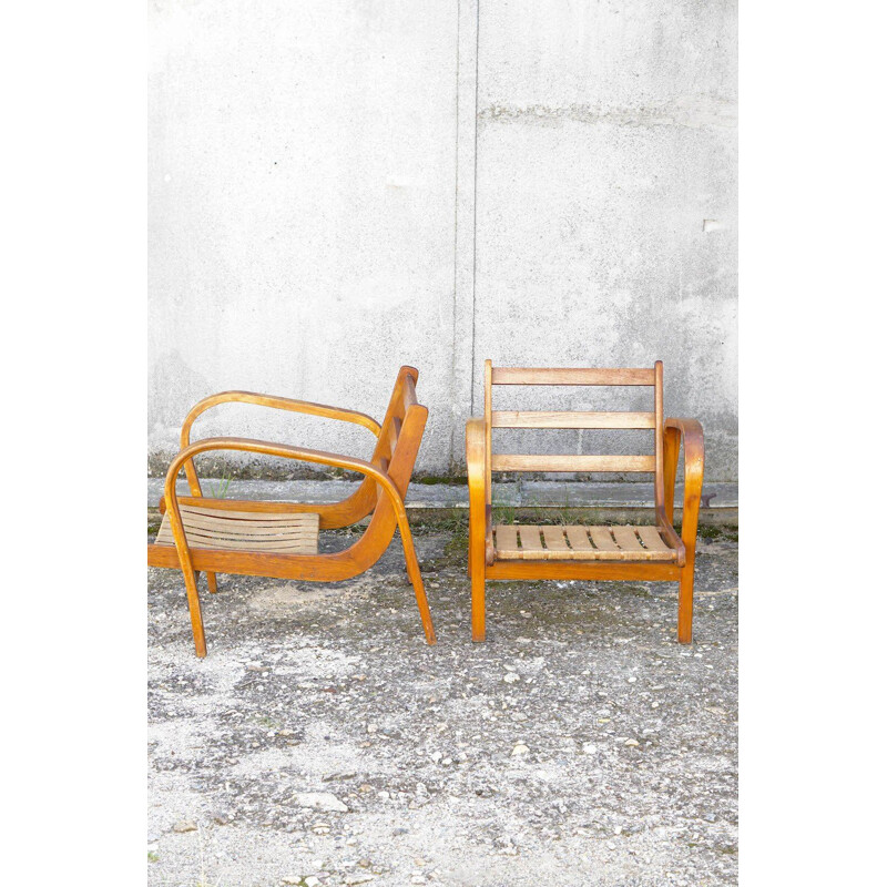 Paire de fauteuils vintage par K.Kropacek et Kozelka, CZ 1940
