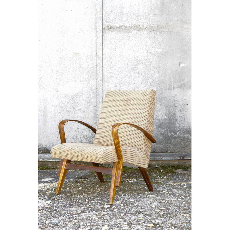 Mid century beige armchair by J.Smidek, CZ 1960s