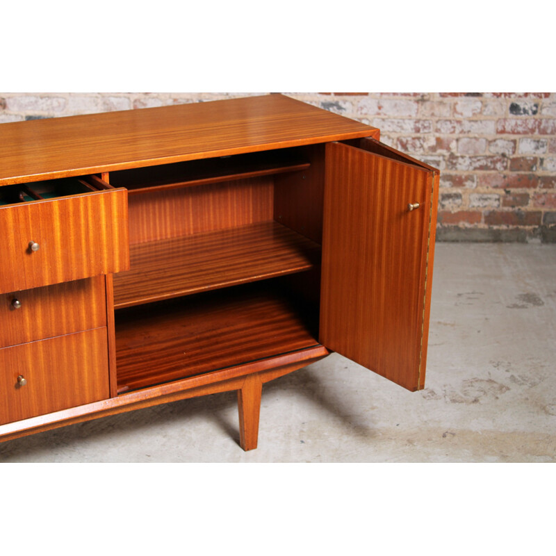 British mid century mahogany sideboard by Peter Hayward for Vanson, 1950s