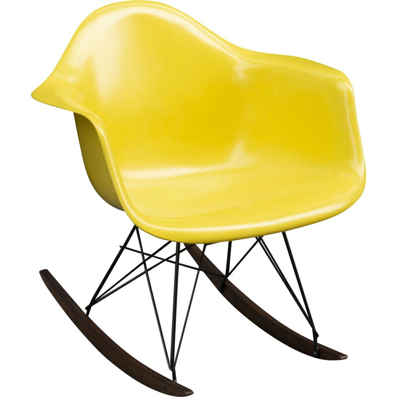 Vintage rocking chair bright yellow de Charles & Ray Eames for Herman Miller