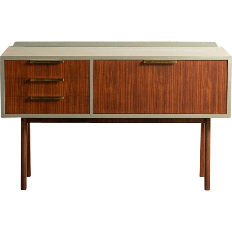 Comodino vintage in teak con 3 cassetti, 1960