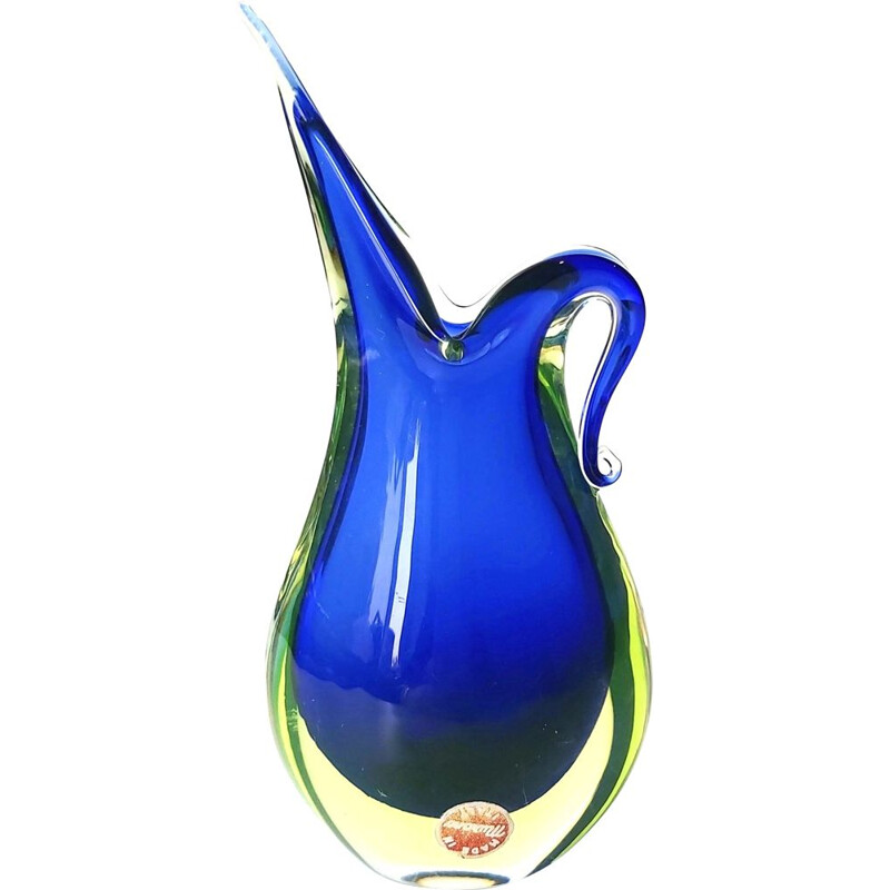 Jarrón vintage de cristal de Murano de Flavio Poli para Seguso, 1960