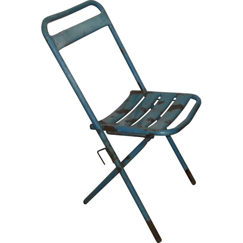 Vintage Tolix painted metal folding chair, 1950