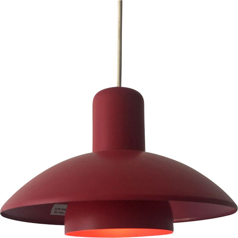 Vintage lacquered metal pendant lamp, Denmark 1980s