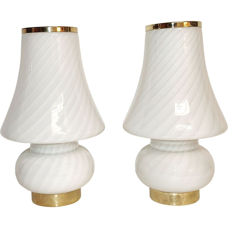 Pair of mid-century Murano glass table lamps