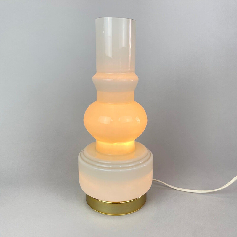 Mid-century opal glass & brass plated table lamp, 1960s