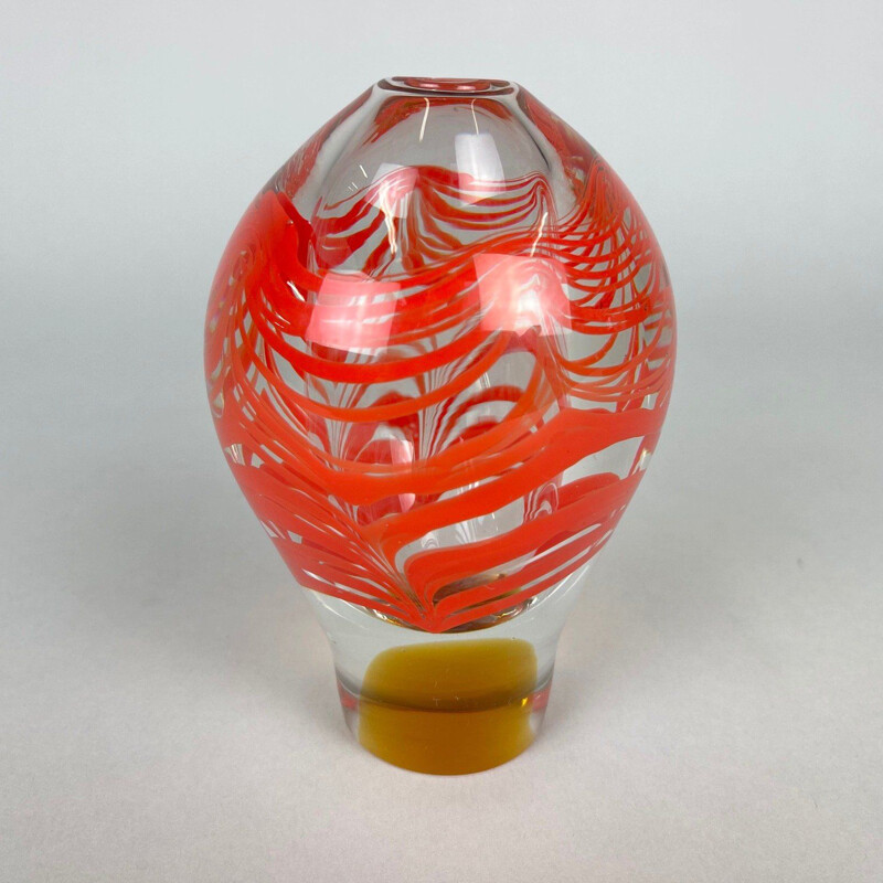 Vintage Glaskunst Vase von Ivo Rozsypal, Tschechoslowakei 1970