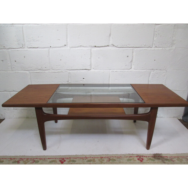 Vintage teak and glass coffee table