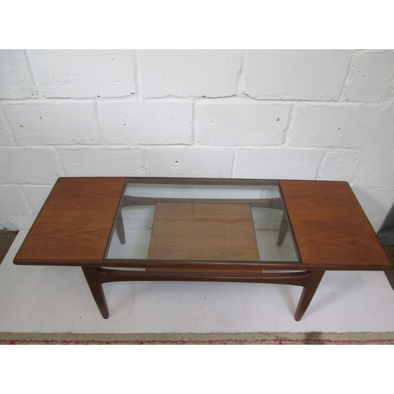 Vintage teak and glass coffee table