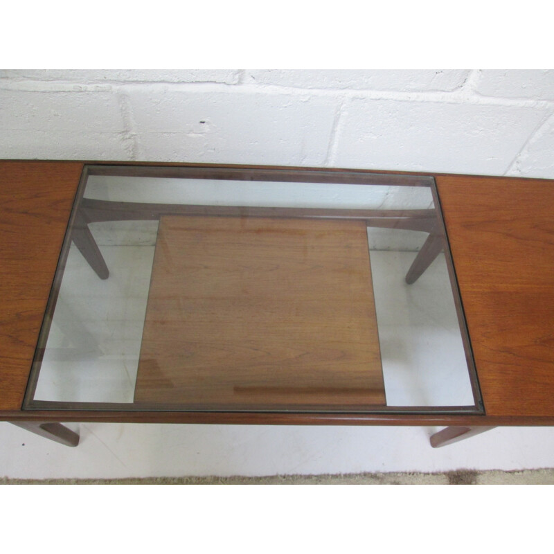 Vintage teak and glass coffee table