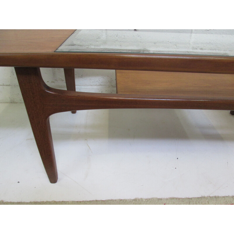 Vintage teak and glass coffee table