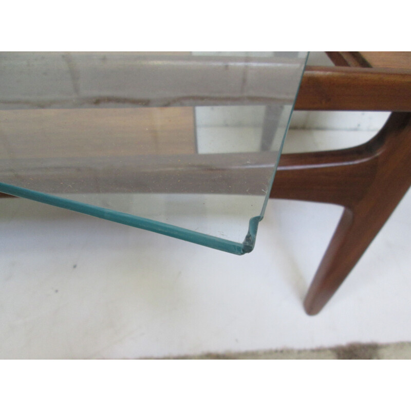 Vintage teak and glass coffee table