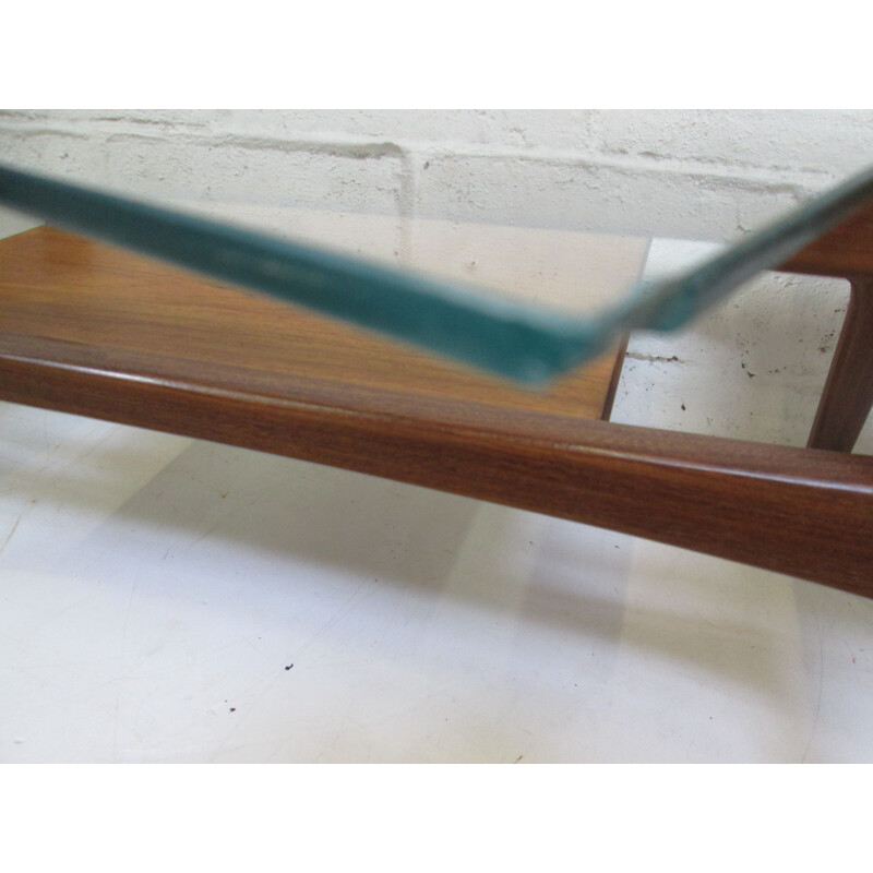 Vintage teak and glass coffee table