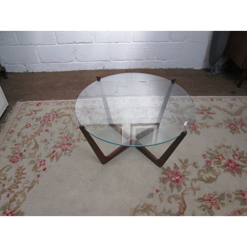 Vintage teak and glass coffee table