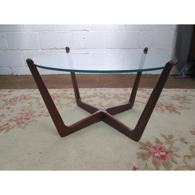 Vintage teak and glass coffee table