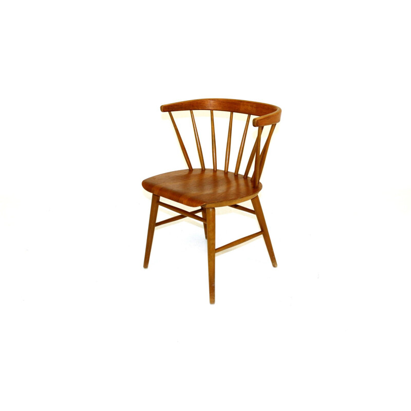 Vintage beechwood and teak chair by Wiggels, 1950