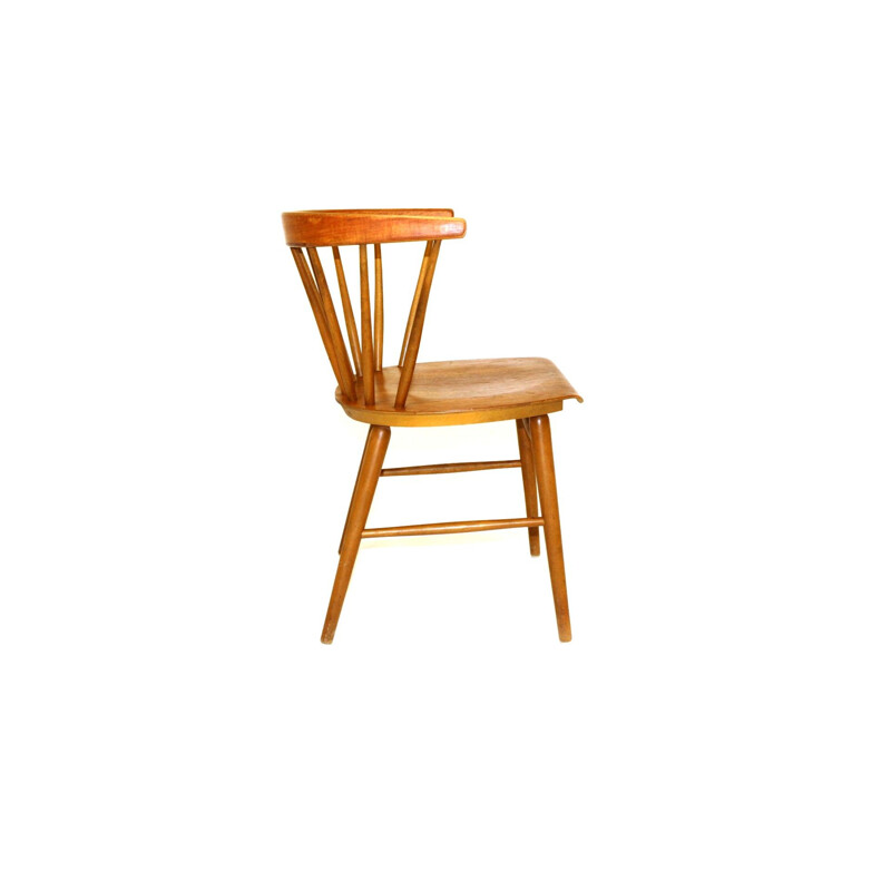 Vintage beechwood and teak chair by Wiggels, 1950