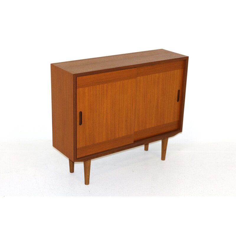 Vintage teak highboard with 2 sliding doors, Sweden 1960