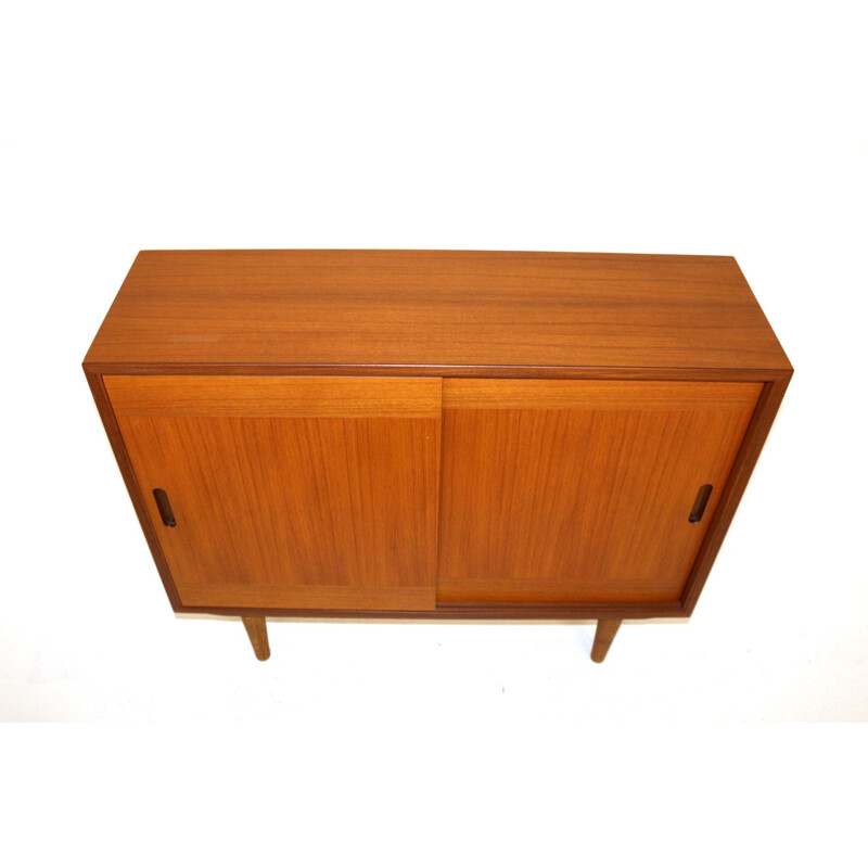 Vintage teak highboard with 2 sliding doors, Sweden 1960