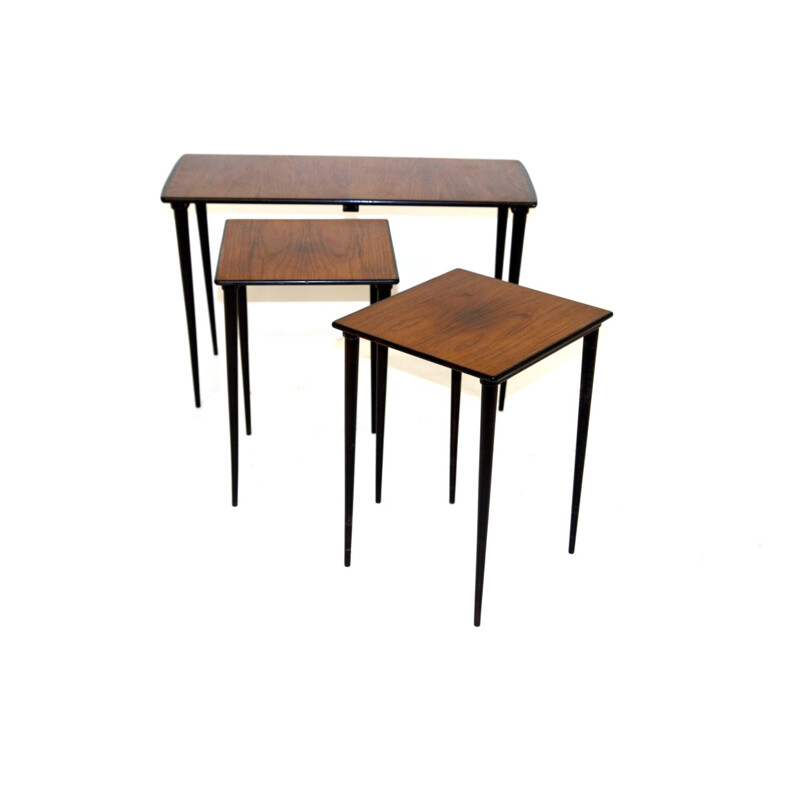 Vintage teak nesting tables by Ferdinand Lundqvist, Sweden 1960