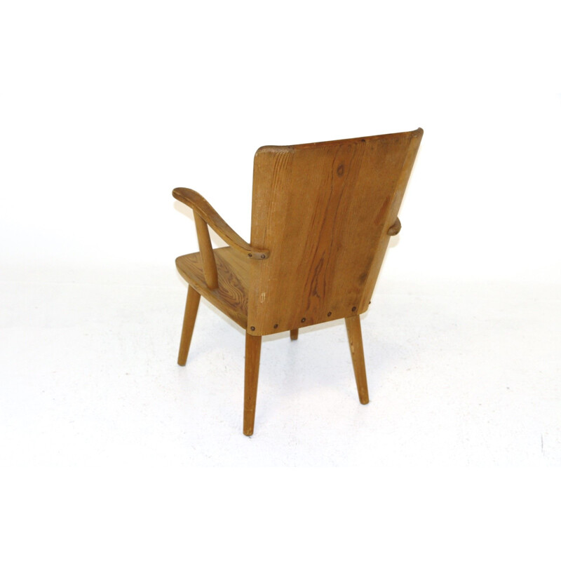 Vintage pine chair with arms by Göran Malmvall, Sweden 1950